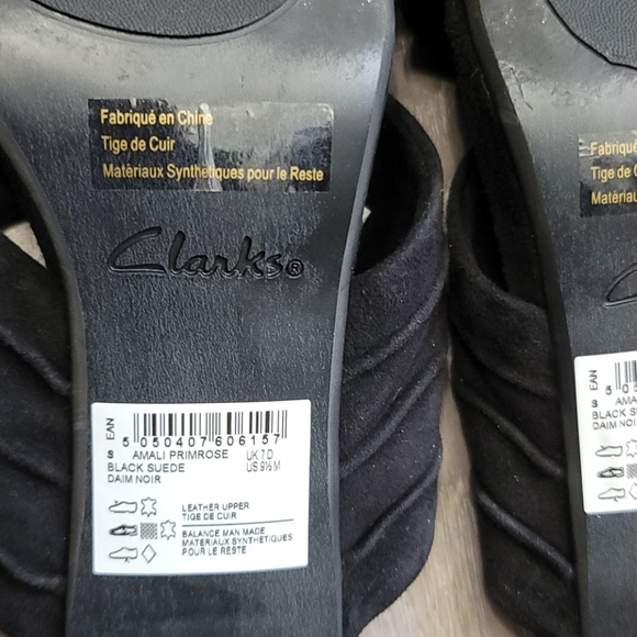 Clarks Amali shoes sandals 9.5 black suede - Picture 4 of 5